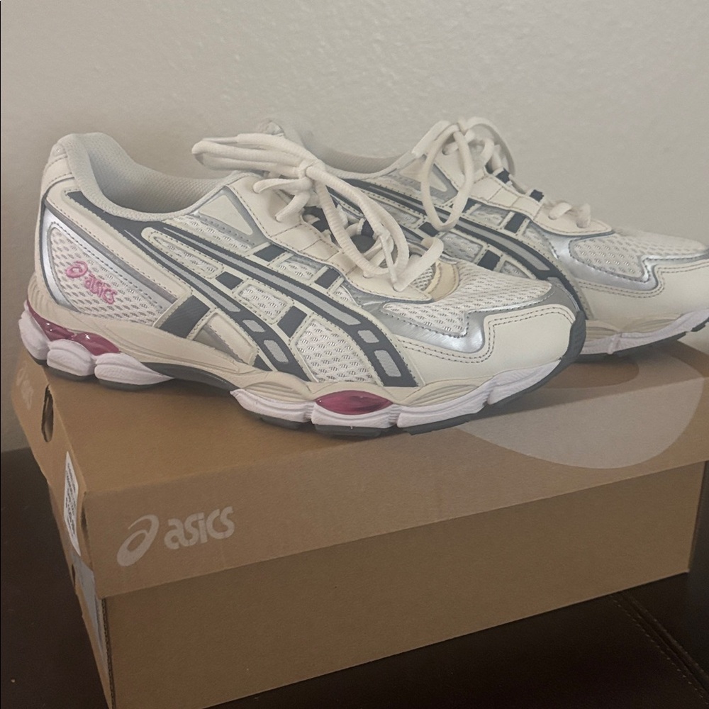 ASICS Cream and Gray Athletic Sneakers